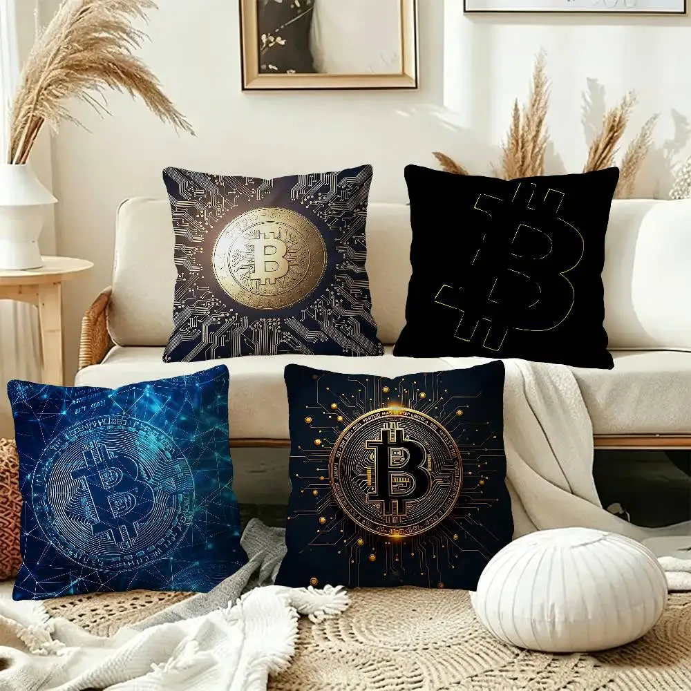 Luxury Bitcoins Pillow Gift Home Office Decoration Bedroom Sofa Car Cushion Cover case 45x45