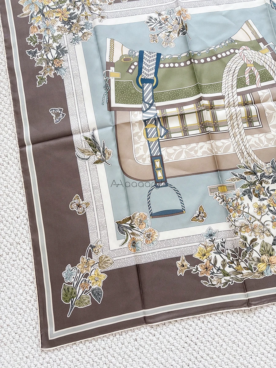 وشاح حريري 90 سنتيمتر العلامة التجارية الفاخرة عصابات يدوية شالات فاخرة الرقبة حزام الديكور عاشق هدية الكريسماس السرج طباعة