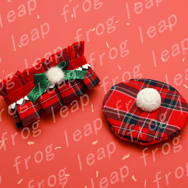 Cat Christmas Hat Collar Bib Dog Ornaments Clothes Knitting Dress Up Pet Santa Hat Scarf Collar