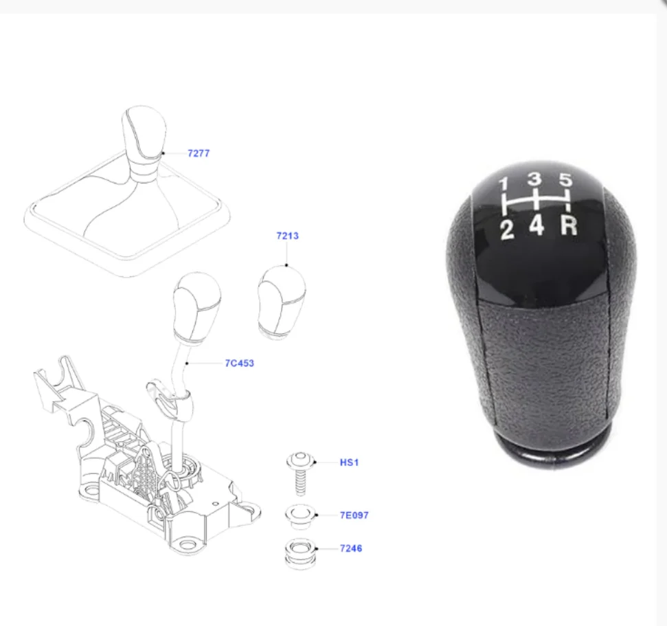 

3M5R7217CB 5 Speed Manual black Gear Shift Lever Control Knob for ford focus mk2 2005 2006 2007 2008 Fiesta 08-19