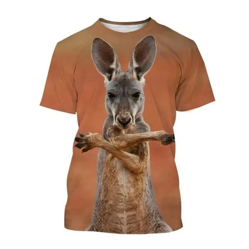 Funny Kangaroo T-Shirts Animal 3D Print Streetwear Men Women Fashion Oversized Short Sleeve T Shirt Kids Tees Tops Man Clothing