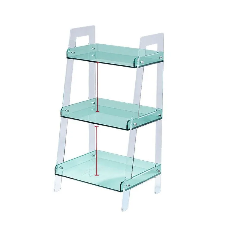 رف بسيط للوجبات الخفيفة من الأكريليك، تخزين متعدد الطبقات، رف كتب صغير لغرفة المعيشة، رف تخزين شفاف للحمام
