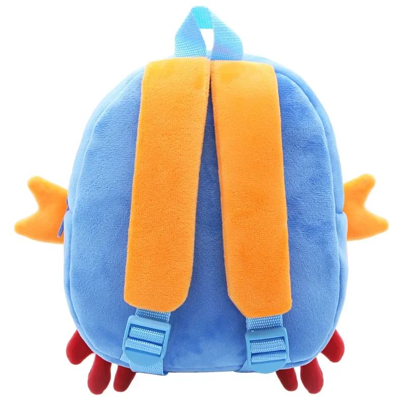 Children School Backpack Cute Cartoon Crab Design Cozy Soft Plush Material For Toddler Baby Boys Kindergarten Kids Snacks Bag