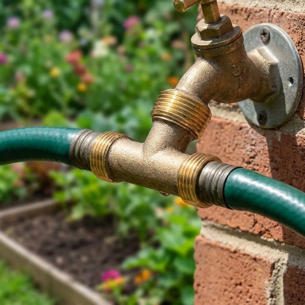Brass 3-Way Connector for 14mm Garden Hoses Featuring Solid Construction for Consistent Performance in Outdoor Conditions
