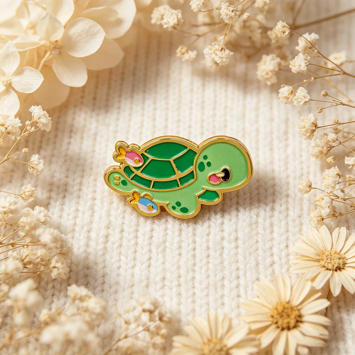 8 Stück/Set Blumen-Schildkröten-Emaille-Anstecknadeln, niedliche Meerestier-Broschen, Anstecknadeln, Abzeichen für Rucksack, Kostümzubehör, Schmuck, Geschenke – Detail 5