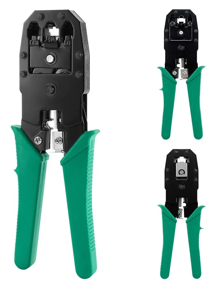 Zaciskarka do kabli LAN J45 RJ11 3 w 1, szczypce do zaciskania, cięcia i ściągania izolacji, kompatybilna ze złączami 6P 8P RJ11 RJ12 RJ45 — zdjęcie 2