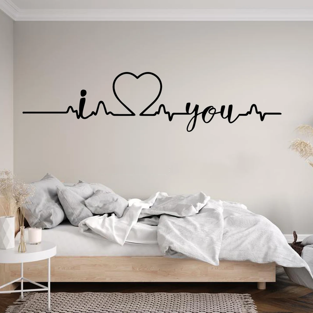 I Heart You Heart Beat Wall Sticker Pvc Removable Poster For Bedroom Decoration Home Party Living Room Mural Decor Art Wallpaper