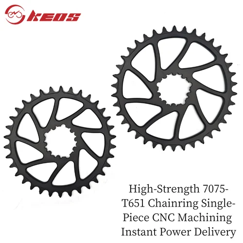 Imagen 2 del producto Plato de aluminio 7075 mecanizado CNC KEOS - Montaje directo GXP de 3 pernos, 34-40T de ancho estrecho, compensación de 0 mm para 9-12 velocidades