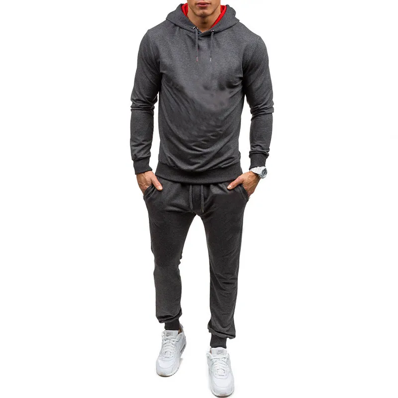 2023 new Hot Sale Men\'s Brand Tracksuit Casual Jogging Suit/set Outdoor Suit Zipper Jacket + Black Sweatpant 2pcs