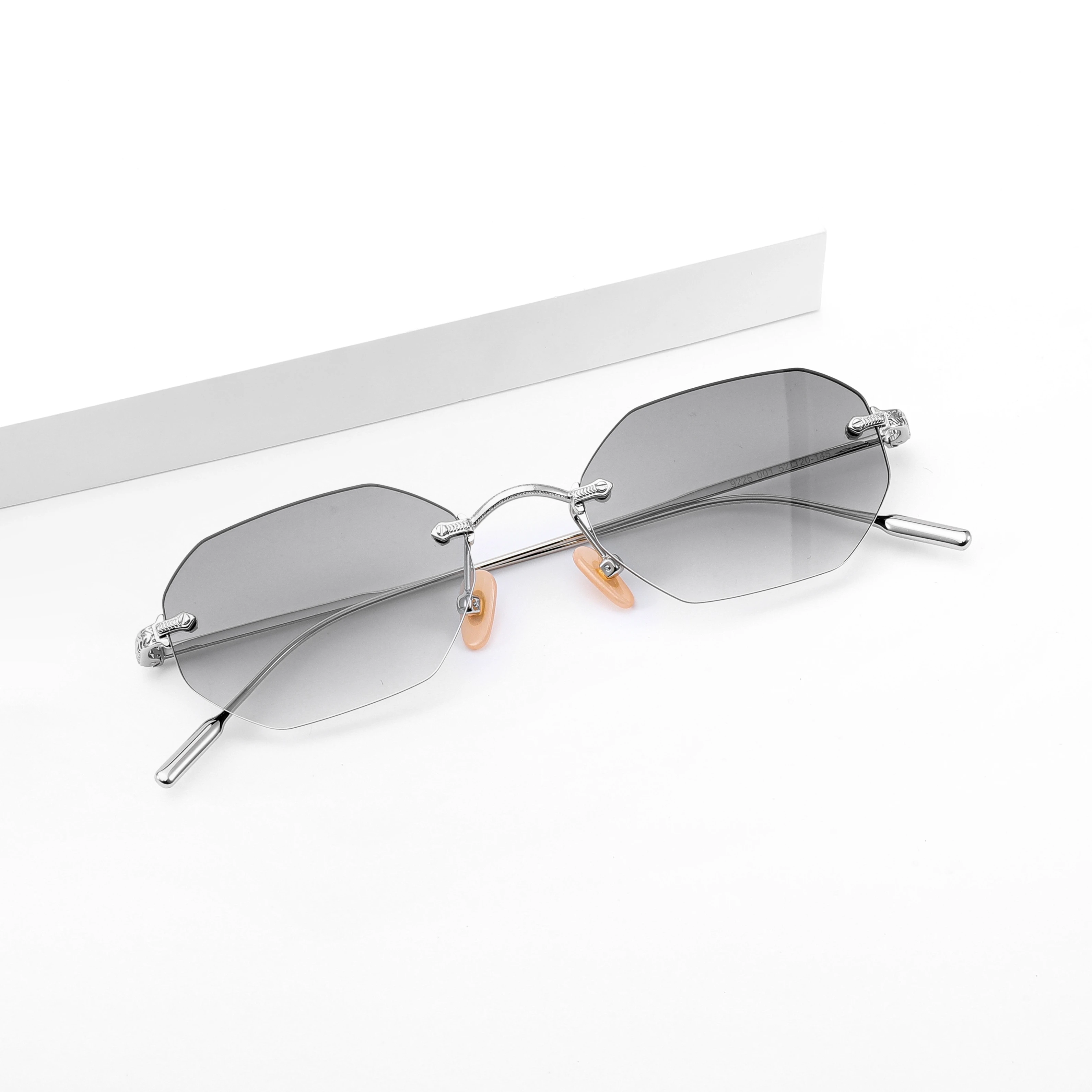 Custom Luxury Designer Unisex Sunglasses Rimless Shades Black Metal Custom Logo Wholesale Stylish Classic Sun Glasses