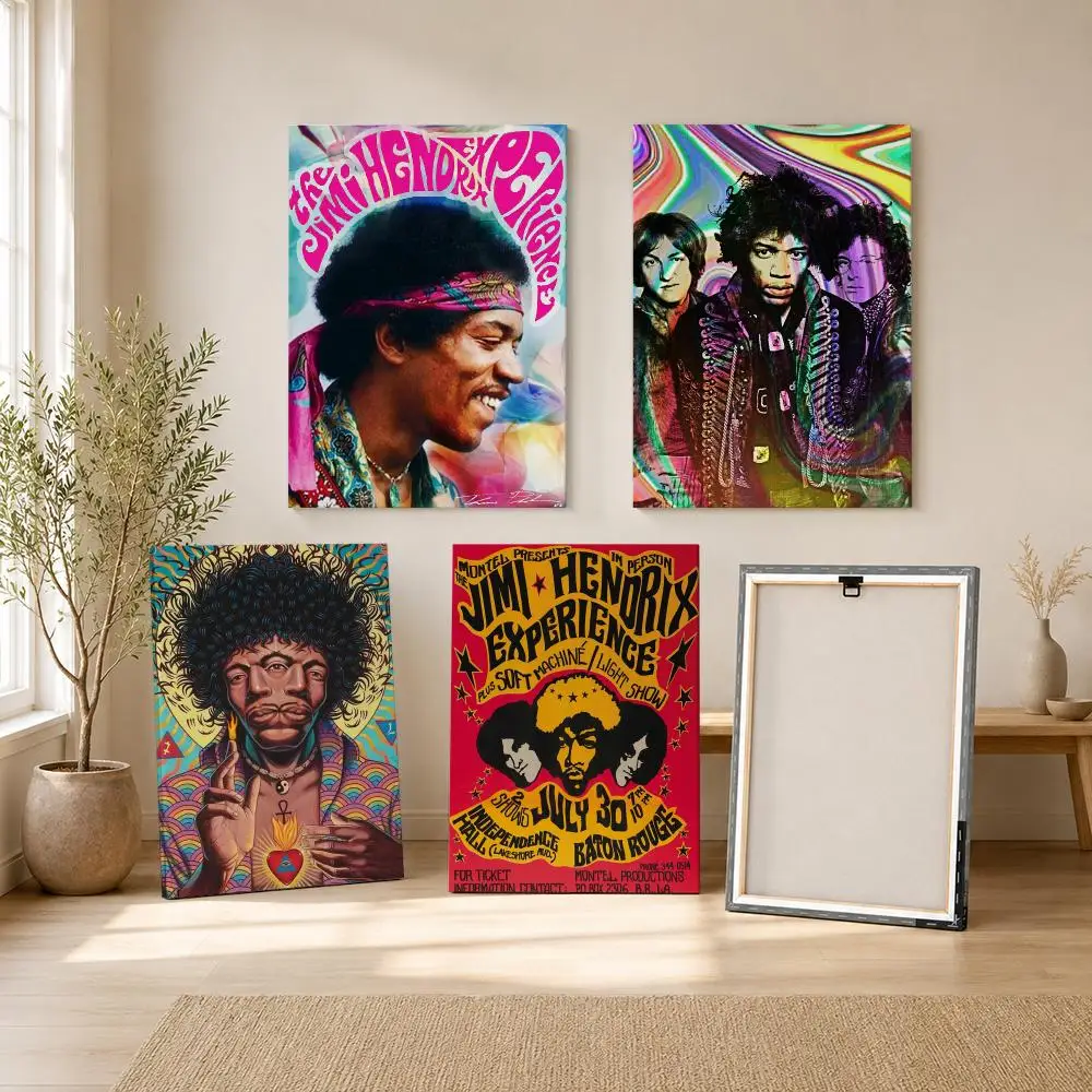 SINGER J-JIMI H-HENDRIX Painting Calligraphy Framed Canvas Wall Art Print | Modern Poster | Home Hallway Decor
