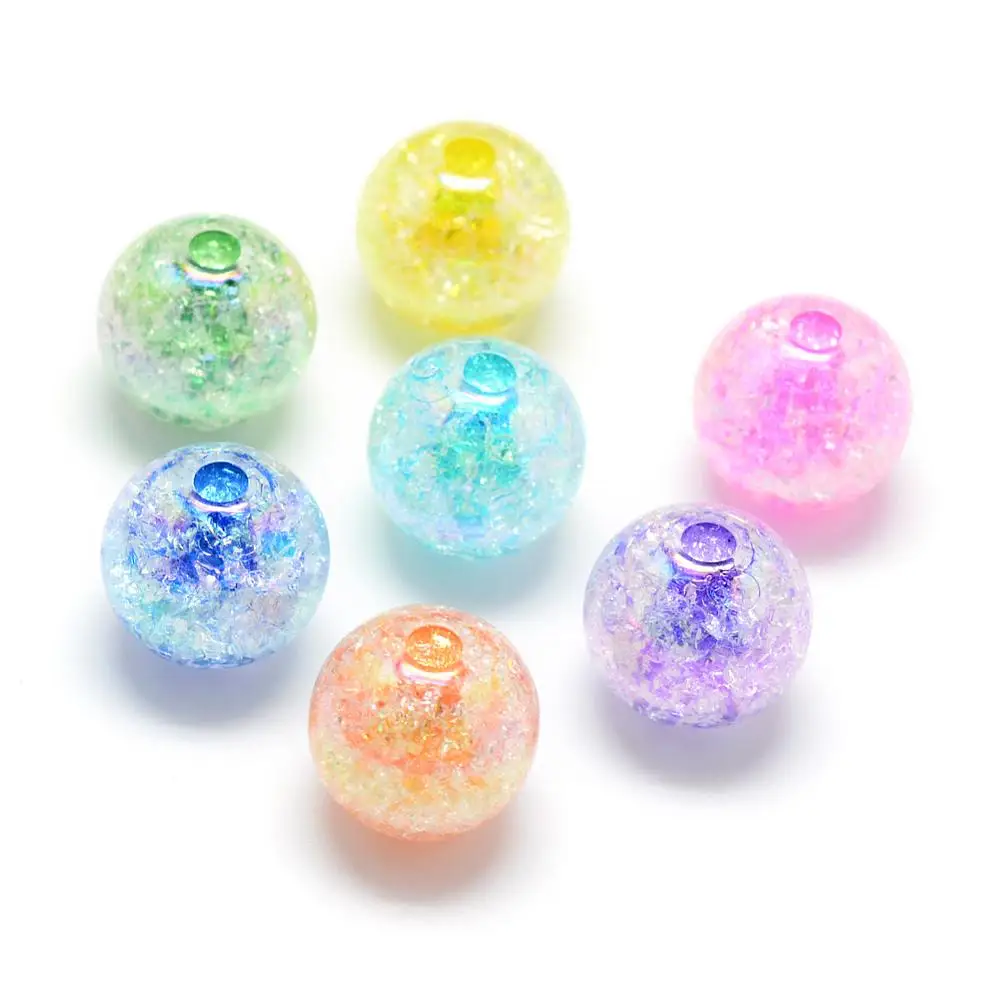 Style Acrylic Beads AB Colour Inside Color Round Mixed Color 16mm Hole: 4mm 225pcs/500g
