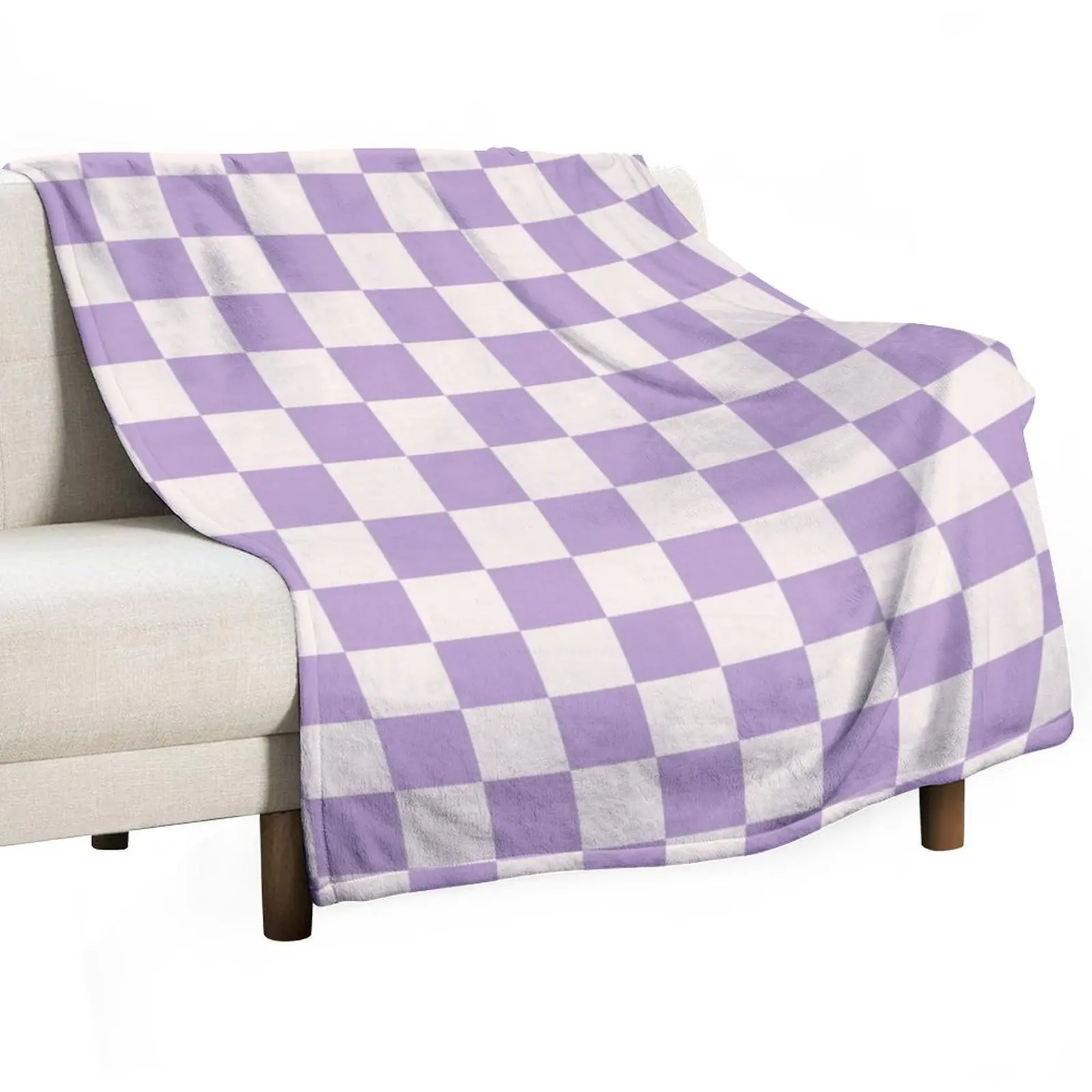 

Check Checkered Purple Lilac Lavender Checkerboard Geometric Square Grid Pattern Abstract Boho Modern Decor Minim Throw Blanket