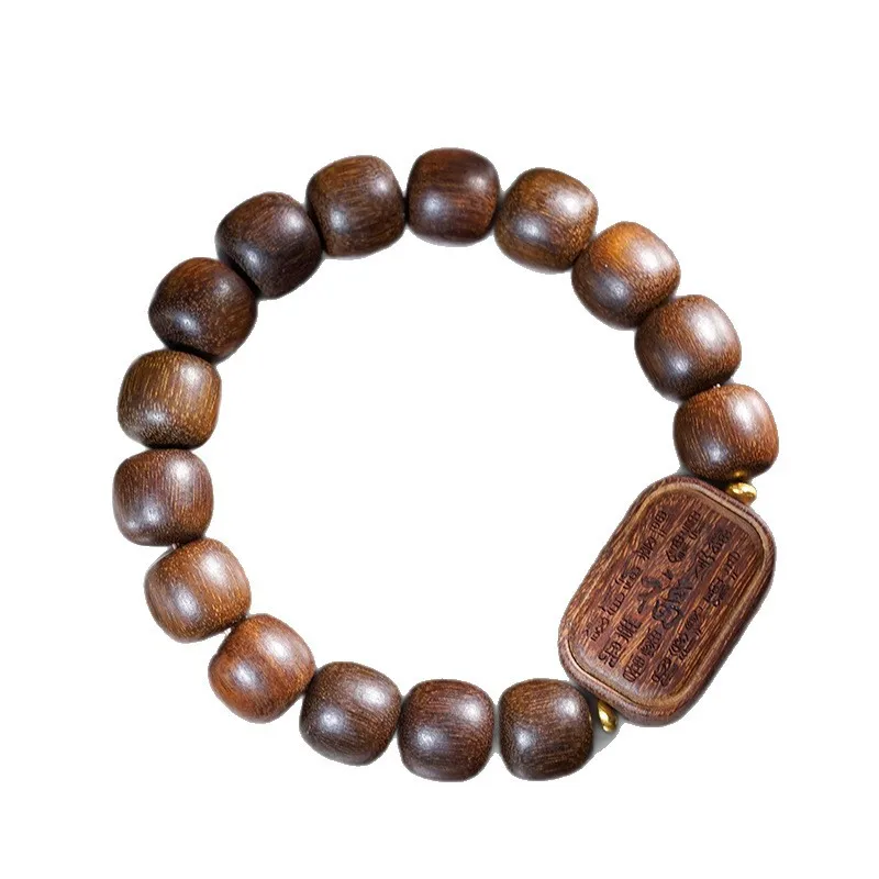 Vietnamese Golden Star Tribute Wood Prayer Bead Bracelet Irregular Straight Cut Unisex Rosary Collectible Jewelry Holiday Gift