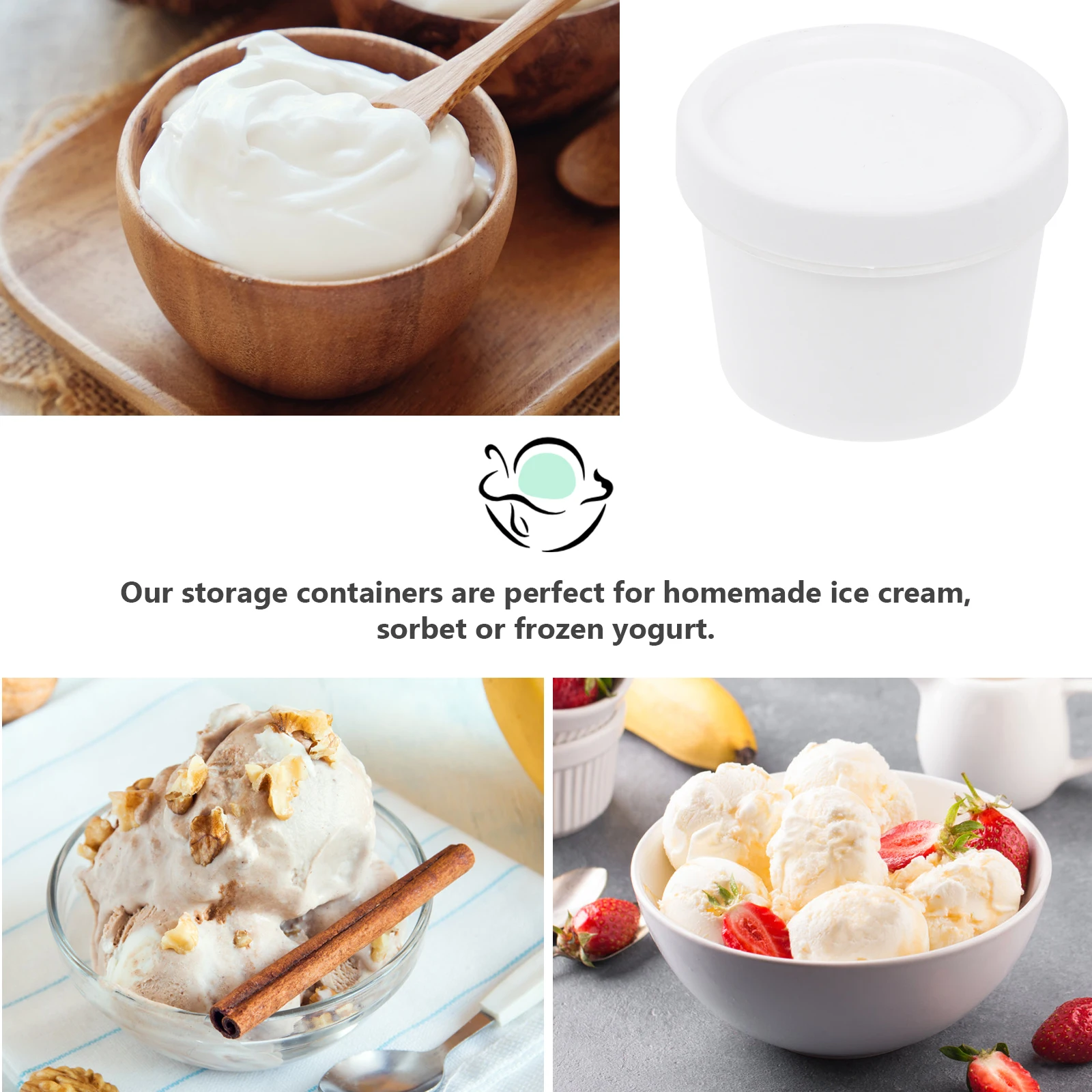 

10pcs 100G Plastic Dessert Cups Ice Cream Freezer Containers Stackable Food Storage For Yogurt Sorbet Homemade Treats Kitchen