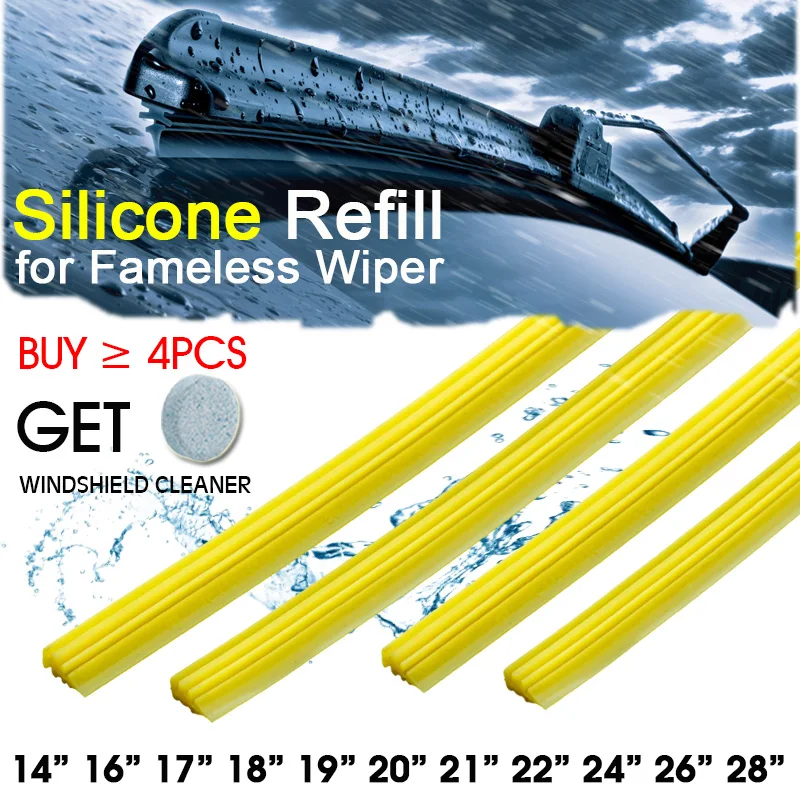 Car Wiper Blade Silica Gel Silicon Refill Strips for Frameless Boneless Wipers 6mm 14\