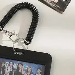 

Stylish New Student School Card Cover; Black 3-Inch Photo Card Display with Small Backpack Pendant ID Holder.