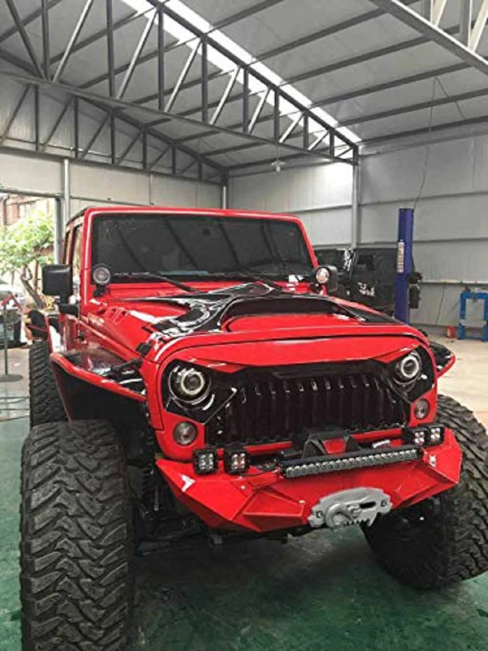 J189 Grille Gladiator Front Grille Black Grill Front Grill  ABS for Jeep Wrangler JK 07-17  LantSun