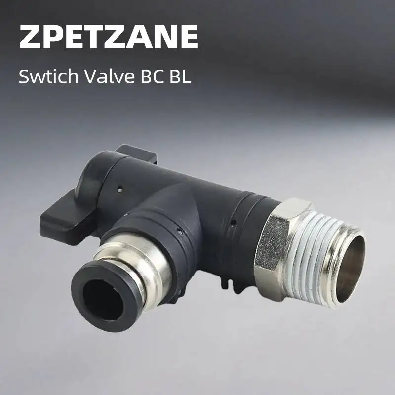 

Pneumatic Fittings Switch Valve BC/BL External Thread Trachea Straight-through Bend Air Flow Control Multi-specification