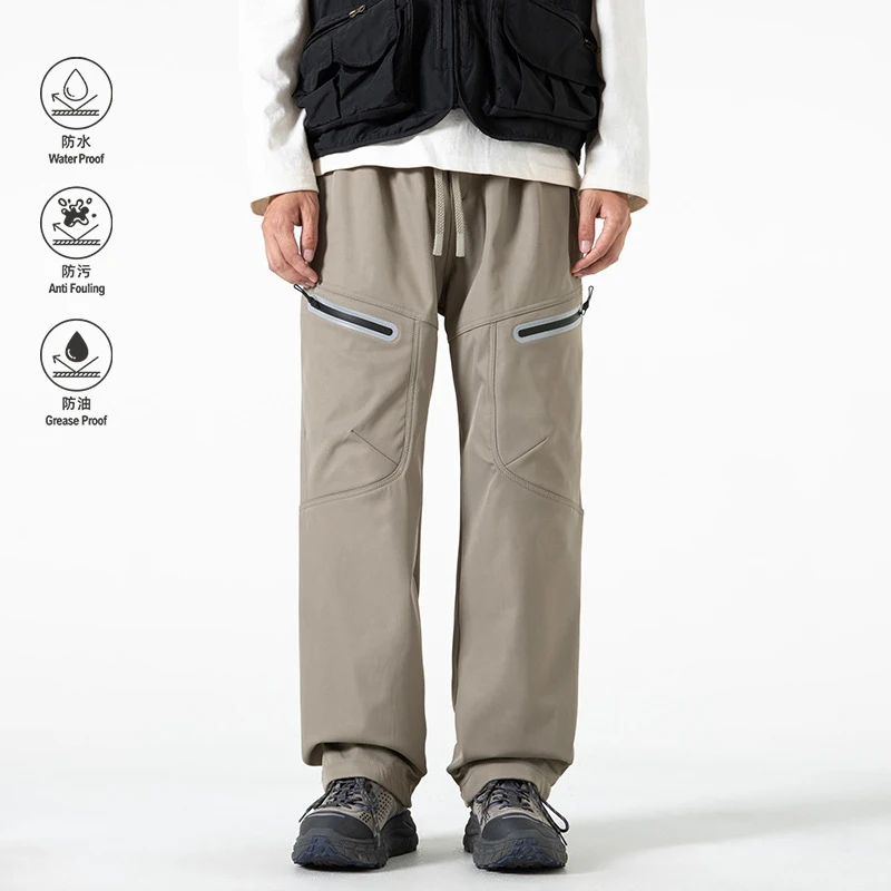 Men's Outdoor Straight Leg Wide Leg Pants Trendy Tie Dye Casual Hiking Sports Autumn Winter Windproof Waterproof