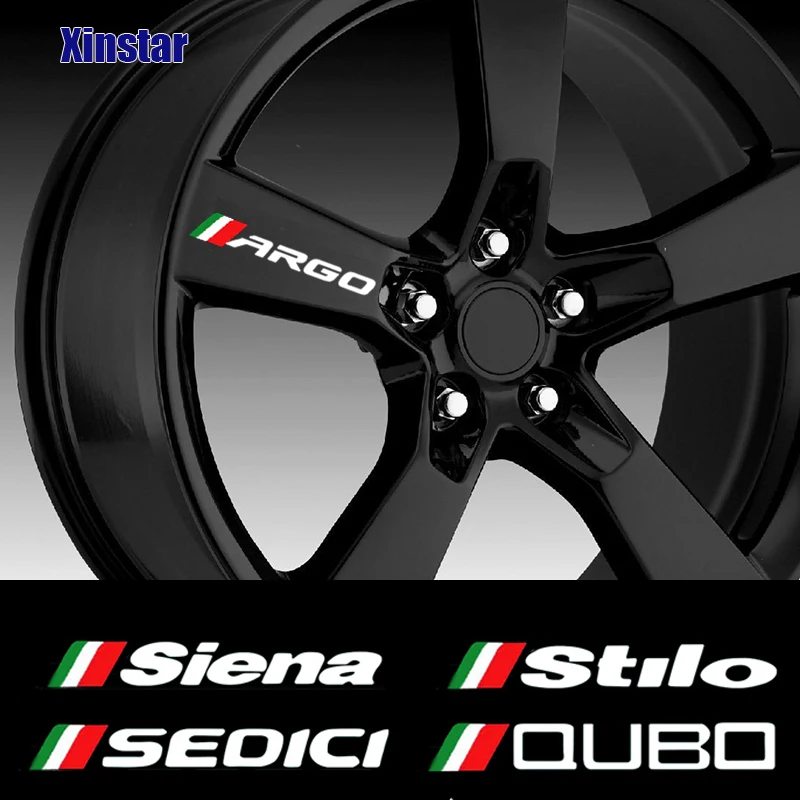 4Pcs Car Rim Wheel Sticker For Fiat Qubo Stilo Sedici Siena Ranch Argo Auto Accessories