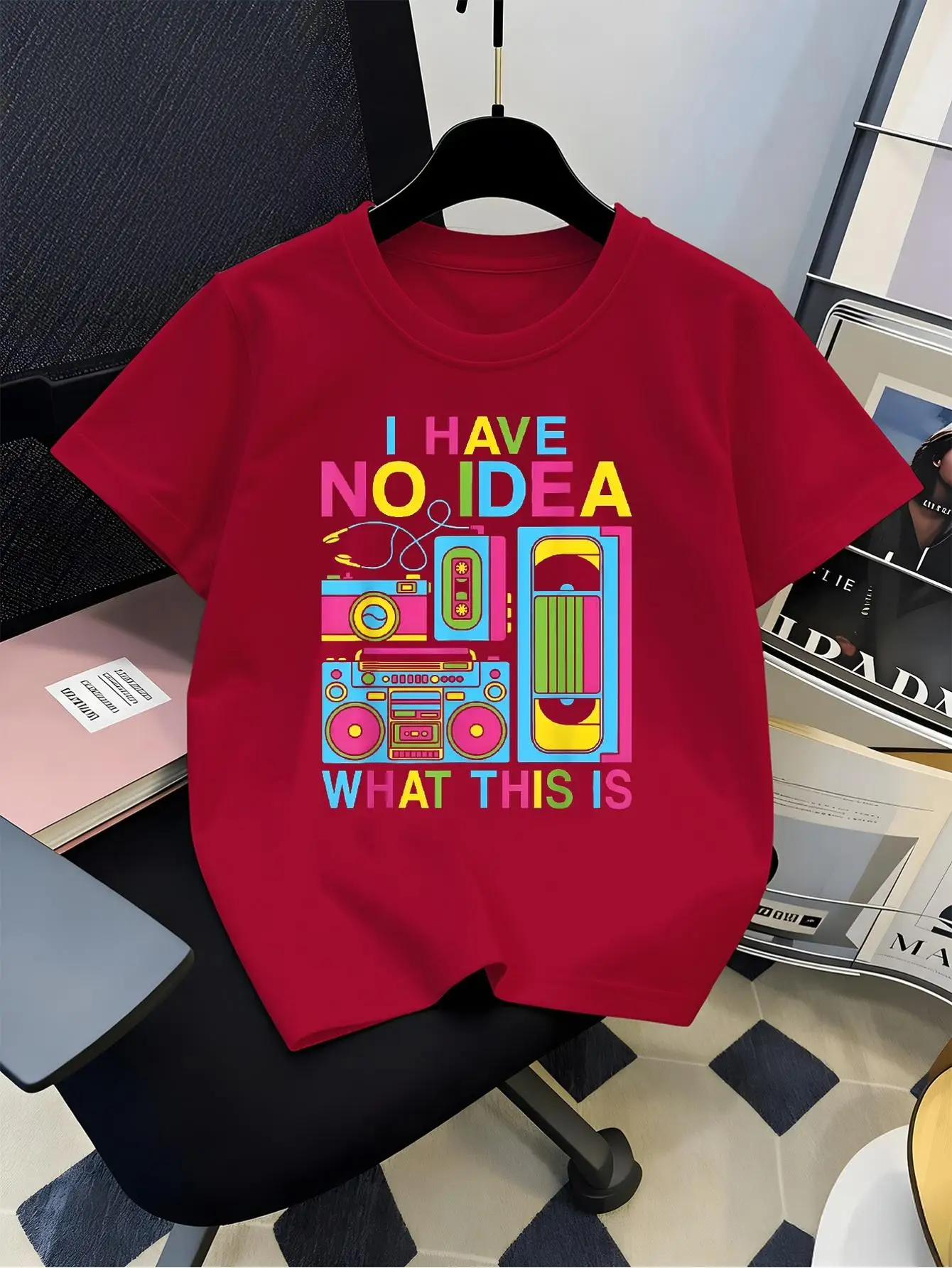 Kids Family Matching Short Sleeve Tshirt Boys Girls I Have Idea What This Is Retro Music Player Colorful Print Parent Child Tee