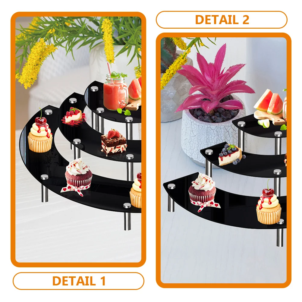 

1 set Cake Display Stand 3mm Black Acrylic 5cm 7cm 10cm Pins Large Capacity Metal Shelf Dessert Holder Birthday