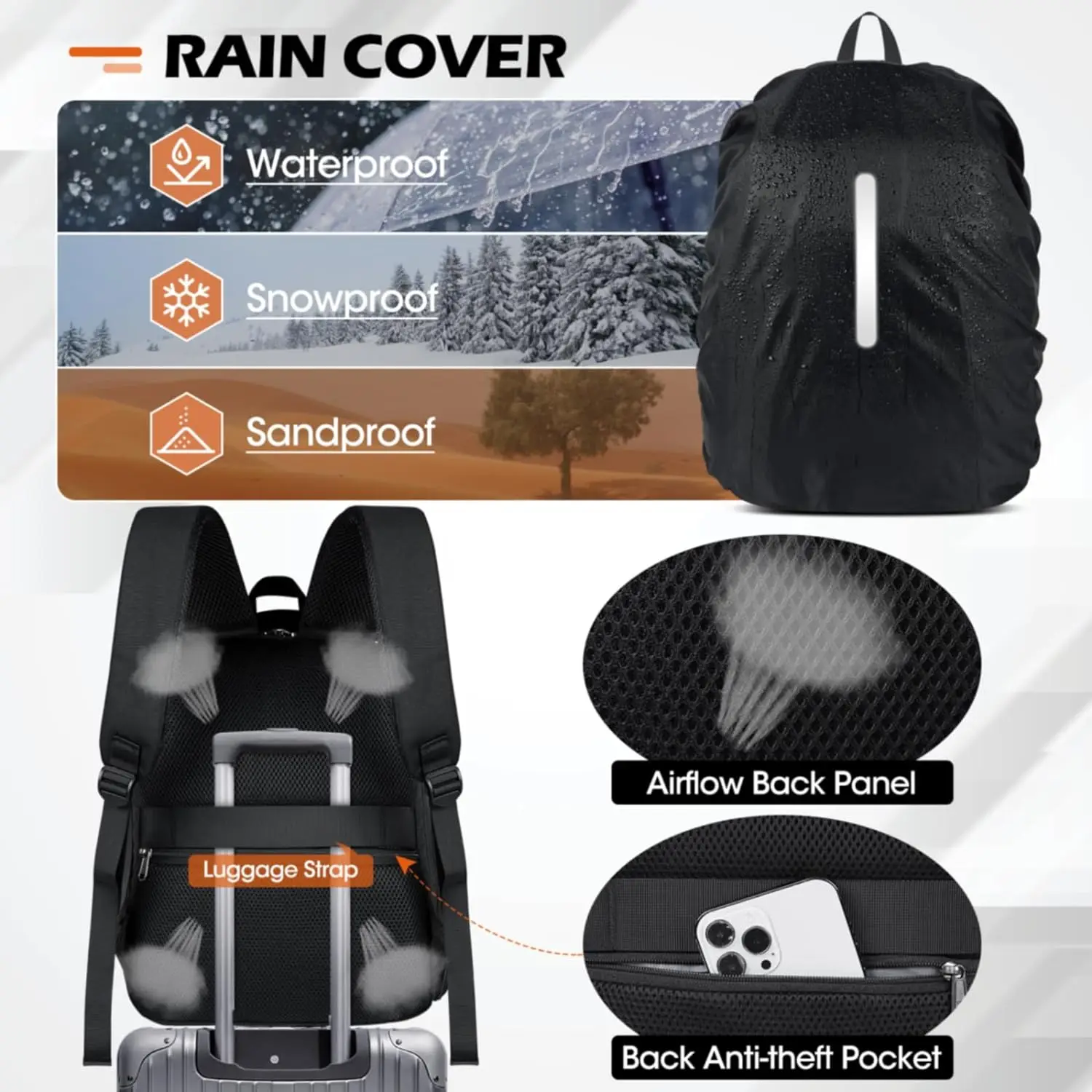 Camera Bag Backpack Waterproof Laptop Backpack Anti Theft Travel Camera Case Large Capacity Photography Backpack with Rain Cover