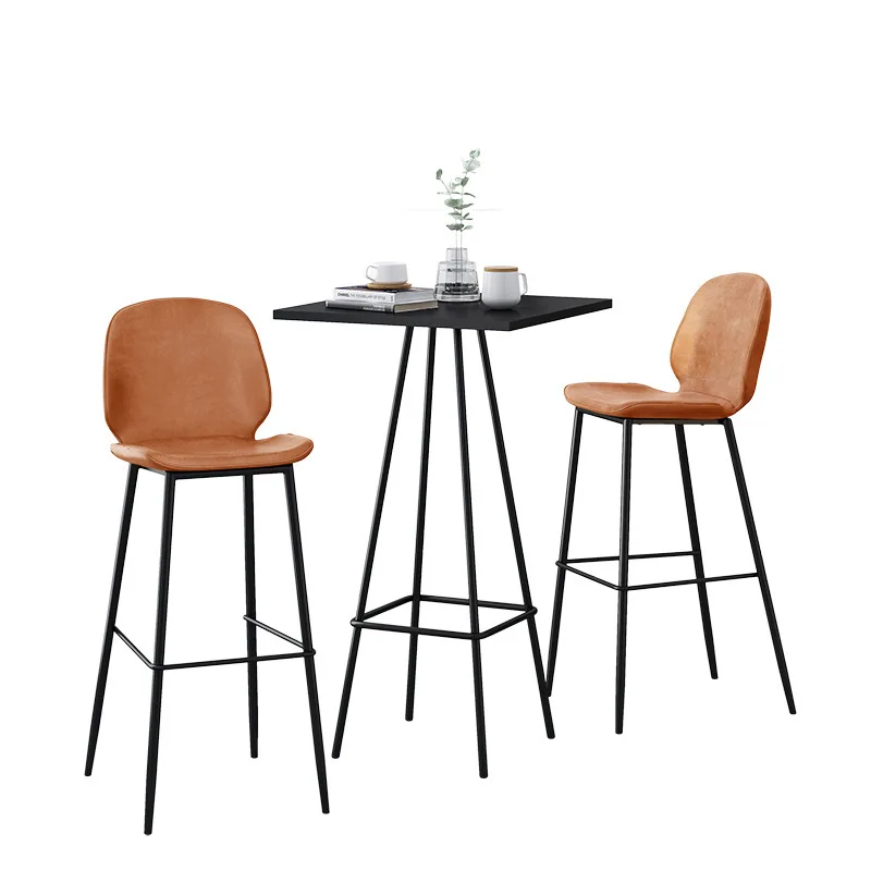 Cafe Modern Simple High Table And Chair Combination, Creative Square Small Bar Table Household Wrought Iron Bar Table Chair