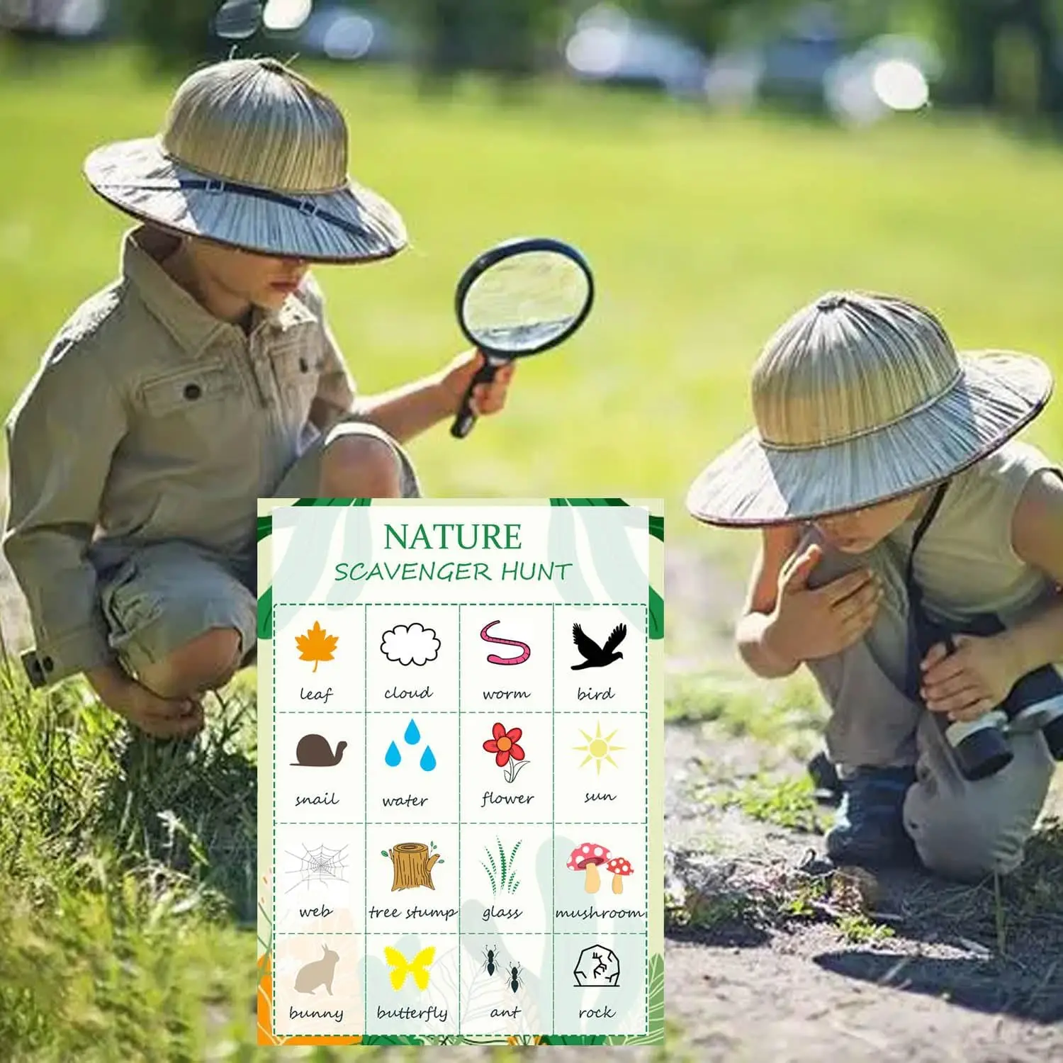 Nature Scavenger Hunt Cards Nature Party Game for Kids, Outdoor Find and Seek Camping Game 25Pcs