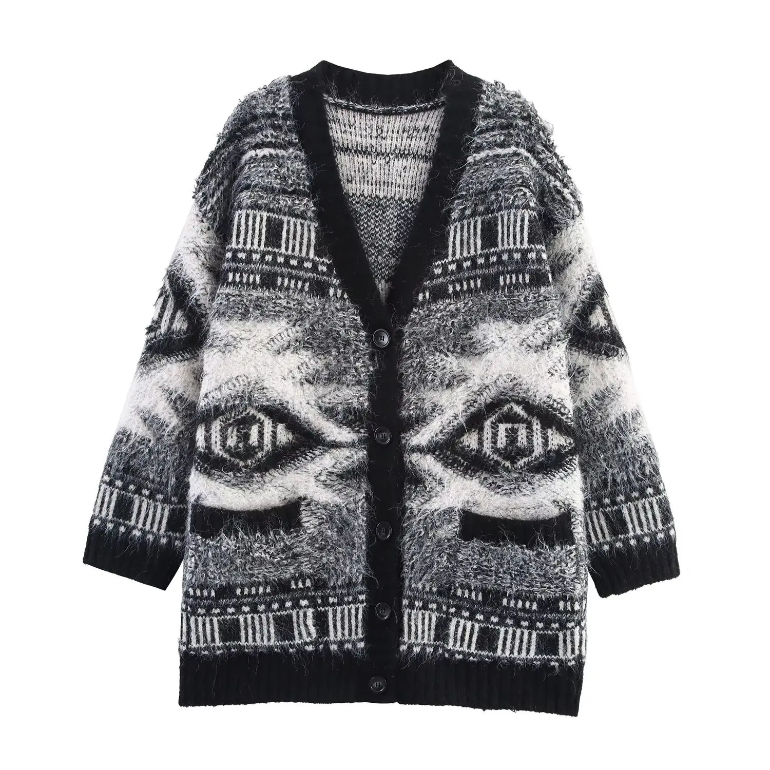 

New autumn and winter fashion jacquard mink soft glutinous sweater loose long sleeve versatile lazy knitted sweater