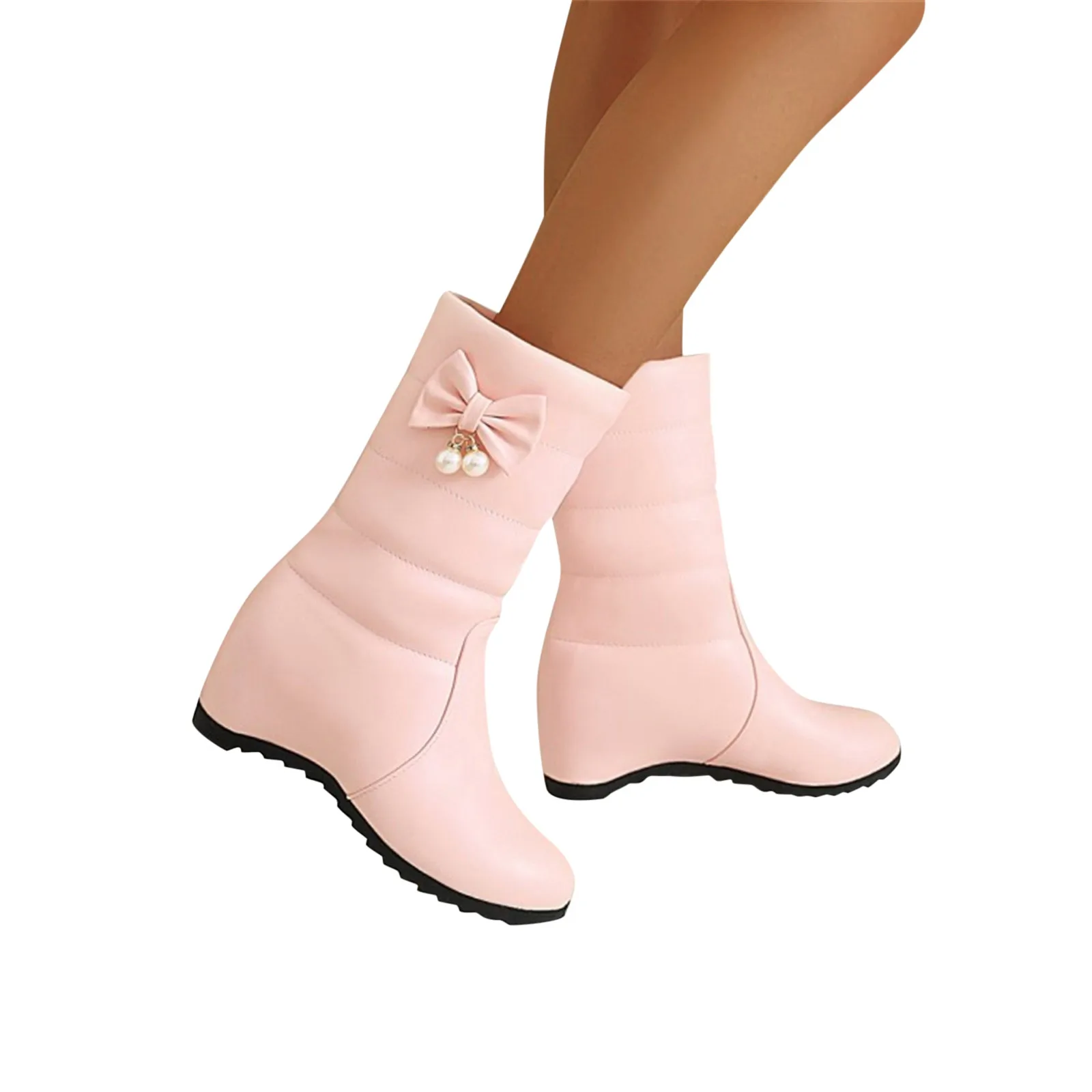 Ladies Rain Boots Size 8 Mid Calf Womens Wide Calf Boots Size 8 Sock Boots for Women Heels Wide Calf Low Knee High Wedge Boots