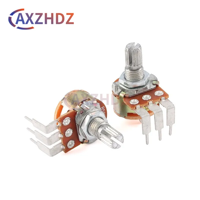 5PCS WH148 Linear Potentiometer Bend Feet 2K 5K 10K 50K 100K 500K B2K B5K B10K B50K B100K B250K B500K ohm 15mm Shaft