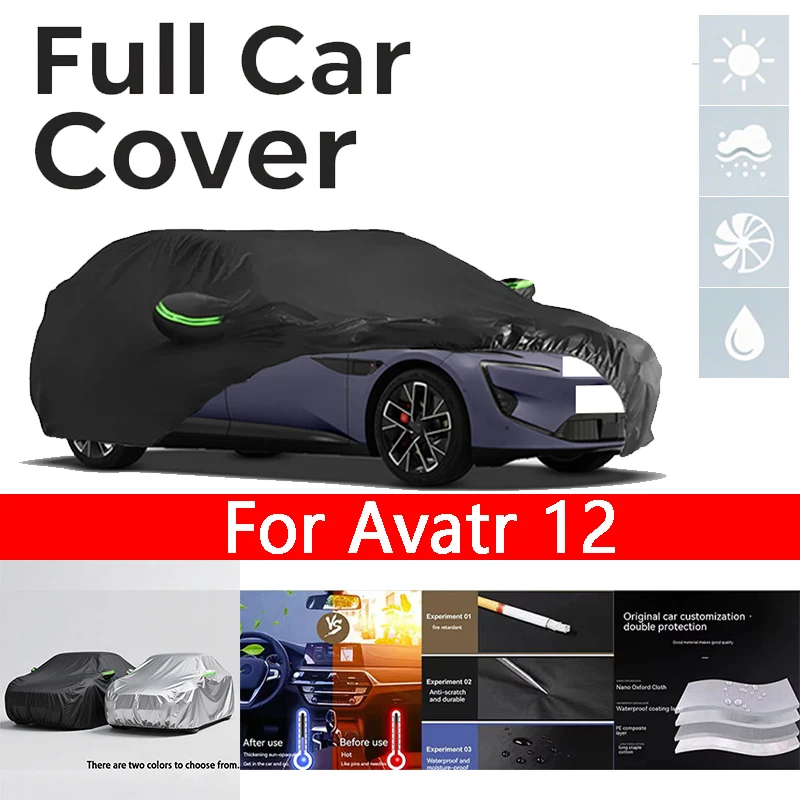

Full black Car Covers for Avatr 12 Waterproof All-Weather Windproof Dustproof UV-Protected Outdoor Use