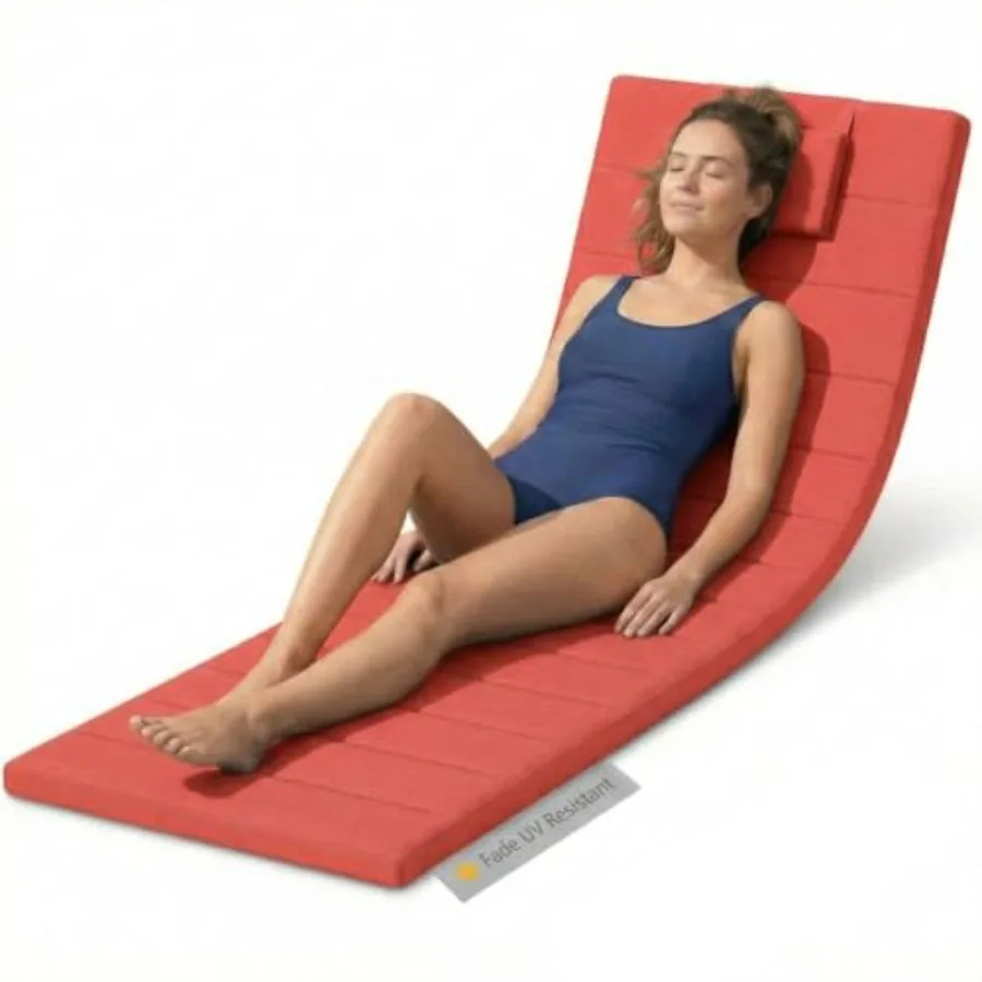 

Quilted Chaise Lounge Outdoor Patio Furniture Cushions Water-Resistant Patio Chair Cushions Durable High-Density Foam Outdoor C