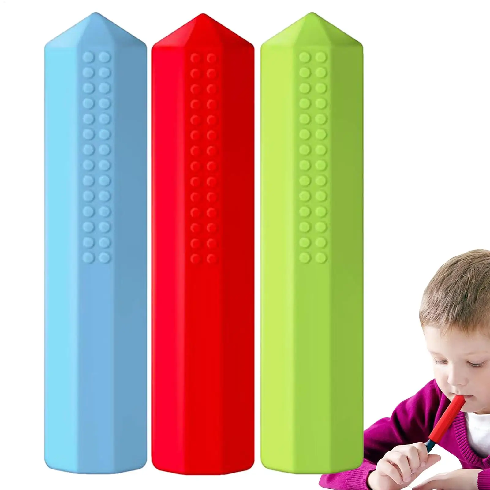 3pcs Silicone Chewable Pencil Topper Chewable Tubes Pen Cap Pencil Topper For Sensory Kids Eraser Toppers Silica Gel