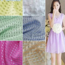 Organza Fabric Plaid Chiffon Hollow-out  By The Meter for Clothes Skirts Sewing Thin Textile Summer Transparent Soft Plain Black