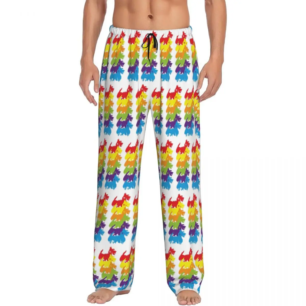 Custom Scottish Terrier Scottie Dog (6) Pajama Pants Men Sleepwear Sleep Lounge Bottoms with Pockets