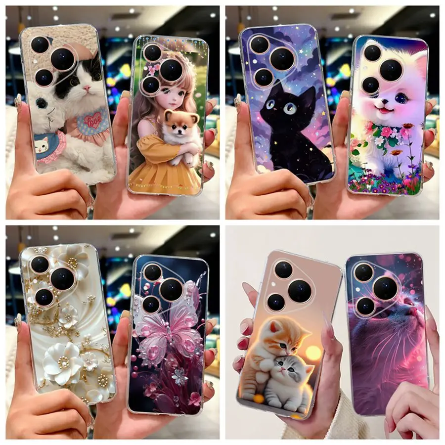 Para Huawei Pura 80 Pro Plus Funda de silicona suave TPU protectora Capa dibujos animados mariposa Couqe para Huawei Pura80 Pura 80 Ultra Funda