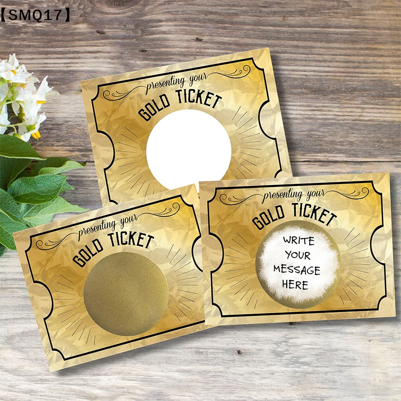 20Pcs My Scratch Offs Gold Ticket DIY Make Your Own Golden Ticket Scratch Off Tickets Small Prizes Party Favor Note Cards【SMQ】