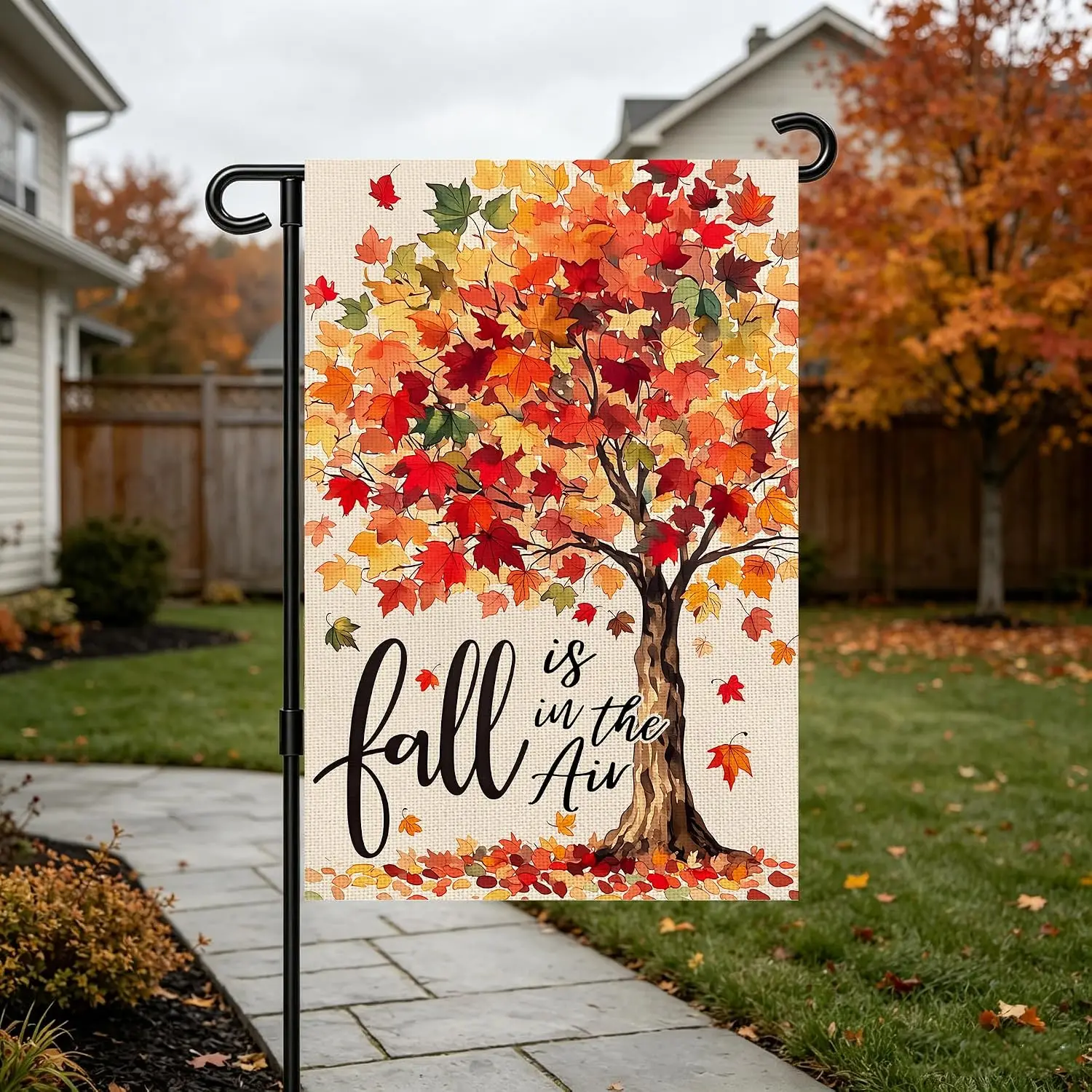 Fall Garden Flag 12x18 Inch for Outside Double Sided Fall Decorations Outdoor Yard Sign Fall Tree Maple Leaves Banner for Th kkz