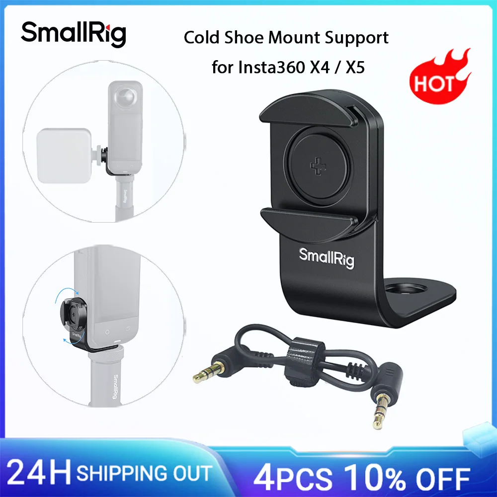 دعم حامل الحذاء البارد SmallRig لجهاز Insta360 X4 / X5 لجهاز إرسال DJI Mic 3، 360 ° التصوير باستخدام كابل محول الصوت -5825 #1