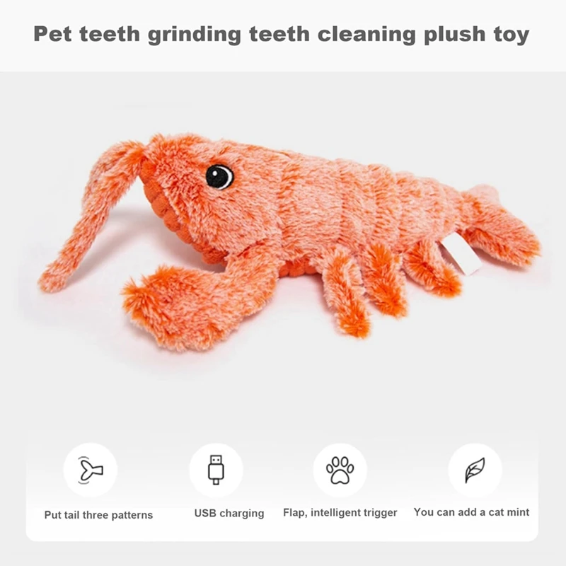 Floppy Lobster Dog Toys Plush Jumping Lobster Interactive Toy Motion Activated Moving Pet Toy, Plush Pet Chew Toy