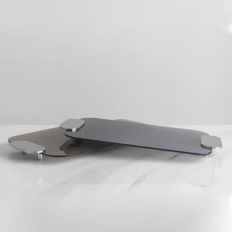 High-end light luxury wood glass decorative tray coffee table storage tray modern minimalist model house living room entrance