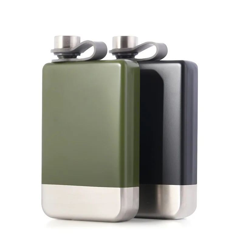 9oz Stainless Steel 2 colors Hip Flask crooked mouth Pocket Hip Flask gift package Alcohol Whiskey Hip Flask Screw Cap man gift