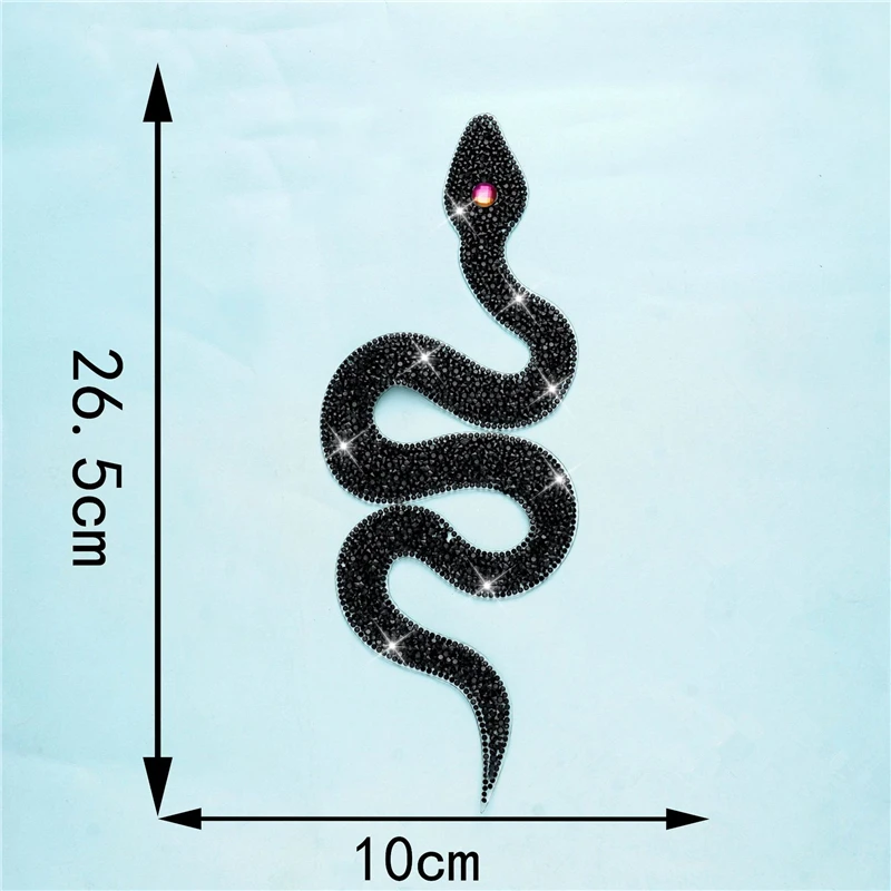 1Pcs Rhinestones Snake Embroidered Patch Iron on Sewing Crystal Applique For Jeans Clothing Decorations