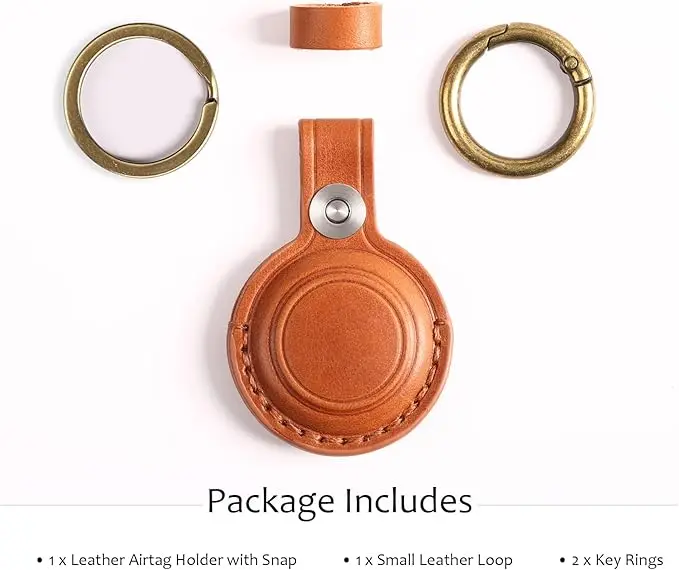 1 レザーエアタグホルダー Apple エアタグキーホルダーレザー、キーリング付き小型エアタグホルダー、保護エアタグケースに適しています