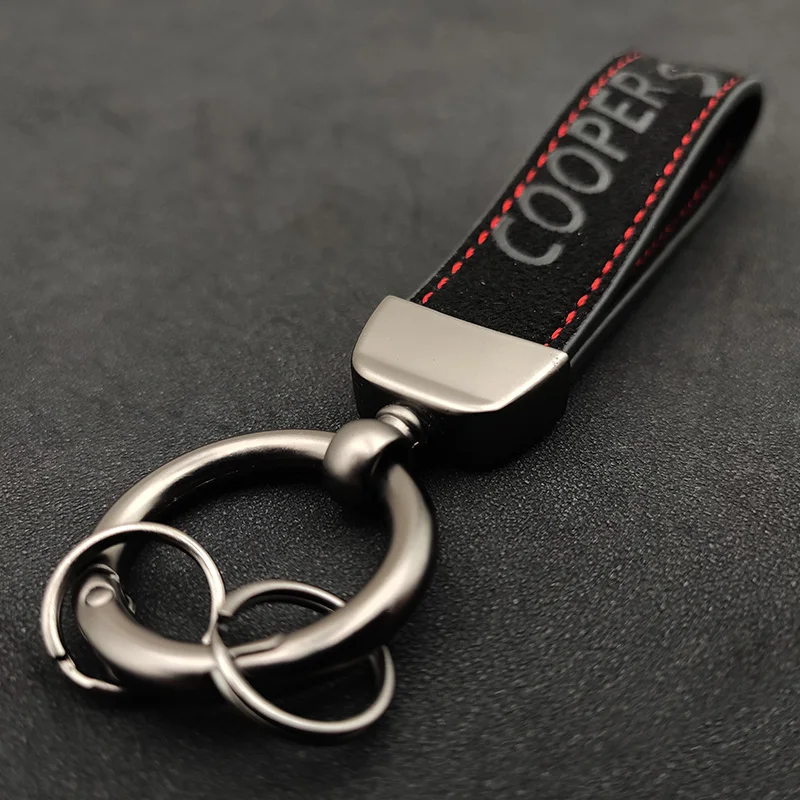 Luxury Women Men Keyring Fur Leather Car Keychain For Cooper S R56 F56 R53 F55 F57 F54 R52 2022 Logo Keychain Accessories