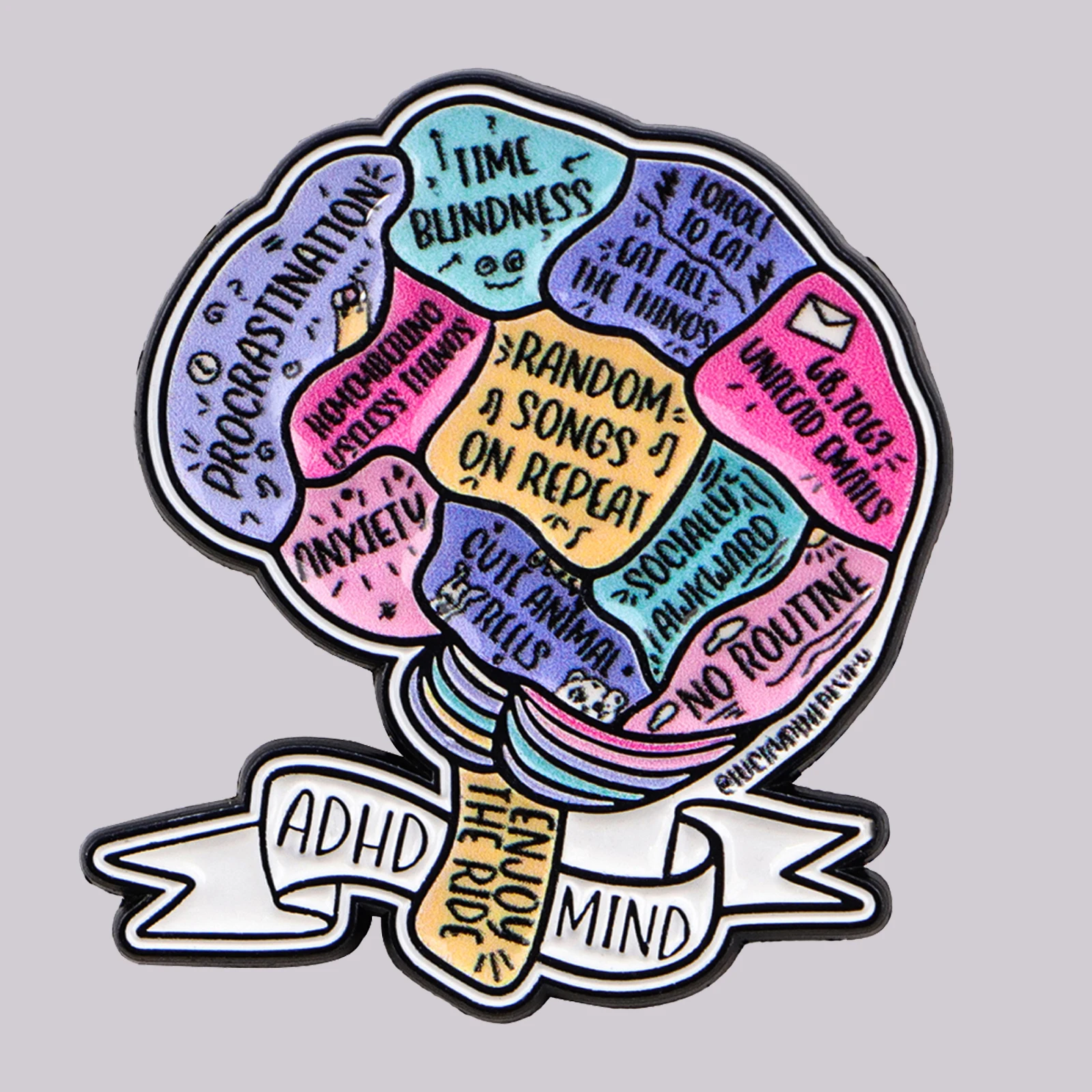 Pin esmaltado TDAH Mind, broche colorido para el cerebro, alfileres de solapa, insignia en mochila, accesorios de ropa, joyería de moda, regalos para amigos