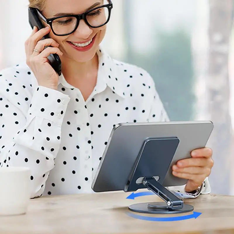 

Складная подставка для мобильного телефона, вращающаяся на 360 градусов, регулируемая складная подставка из алюминиевого сплава, противоскользящий держатель для телефона, толстая док-станция